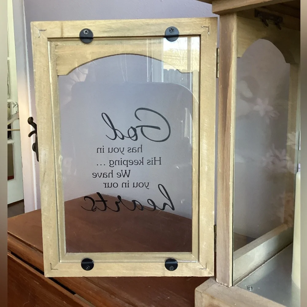 Wooden Lantern with glass panels & door